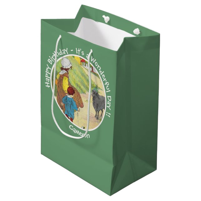 Baa, Baa, Black Sheep Birthday Party Collection Medium Gift Bag (Front Angled)