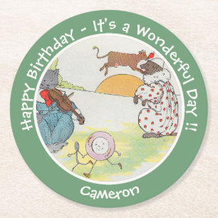 Baa, Baa, Black Sheep Birthday Party Collection Round Paper Coaster