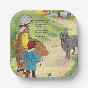 Baa, Baa, Black Sheep, Mother Goose Nursery Rhyme Paper Plate
