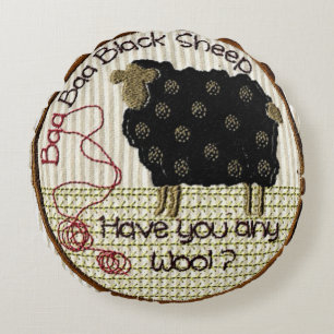 "Baa Baa Black Sheep" Round Cushion