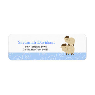 Baa Baa Sheep (Blue) Custom Address Labels (30)