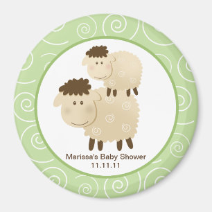 Baa Baa Sheep Green 3-inch Round Favour Magnet