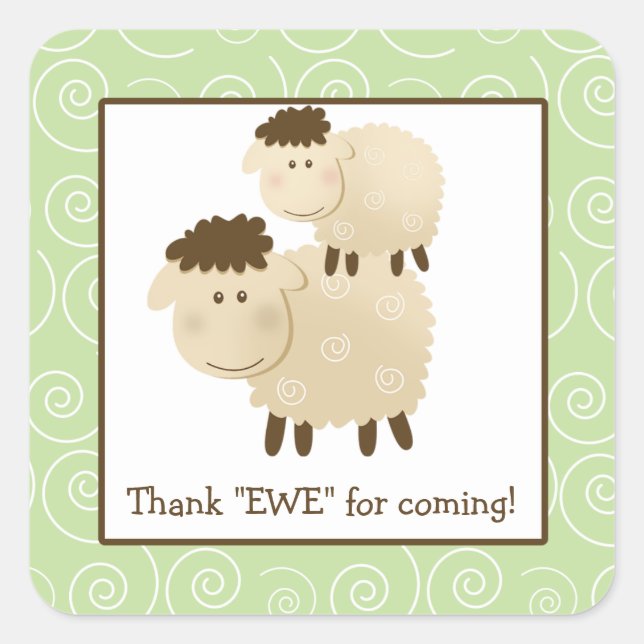 Baa Baa Sheep Lamb Square Envelope Seals 20 (Front)