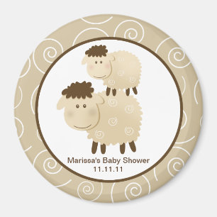 Baa Baa Sheep Neutral 3-inch Round Favour Magnet