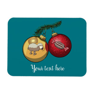 Baa Humbug Baubles Christmas Sheep & Candy Cartoon Magnet