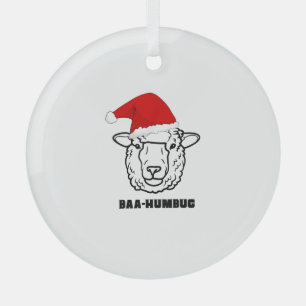 Baa-Humbug Christmas-Sheep Funny Cute Farmer Anima Glass Tree Decoration