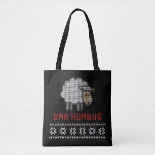 Baa Humbug Christmas Sheep Ugly Sweater Style Tote Bag