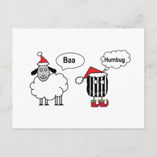 Baa Humbug Funny Festive Cartoon Postcard