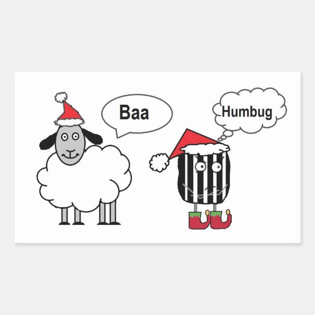 Baa Humbug Funny Festive Glossy Stickers (Front)