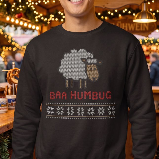 Baa Humbug - Grumpy Sheep Christmas Pun Sweatshirt (Creator Uploaded)
