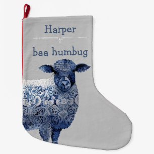 "baa humbug" large christmas stocking