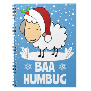 Baa Humbug Sheep Wearing A Santa Hat Holiday Notebook