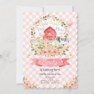 Baa Oink Farm Animals 2nd Birthday Invitation