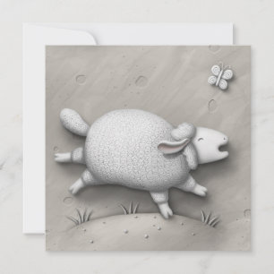 Baa Relief Cute Happy Sheep Personalised Card