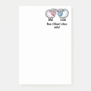 Baa-rilliant - Cute Cartoon Sheep Pair Post-it Notes