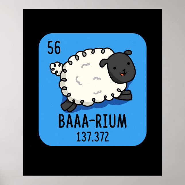 Baa-rium Funny Sheep Chemistry Pun Dark BG Poster (Front)