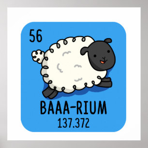 Baa-rium Funny Sheep Chemistry Pun Poster