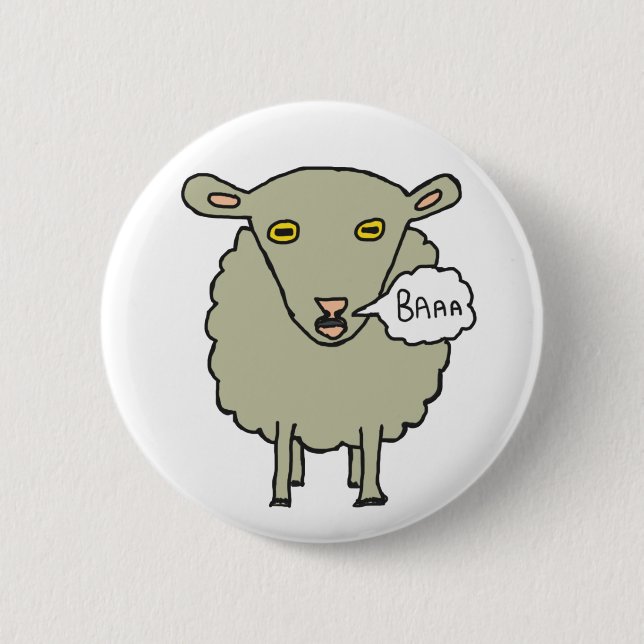 Baa Sheep 6 Cm Round Badge (Front)