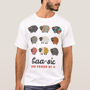 Baa-sic Funny Sheep Pun Felt Pattern T-Shirt