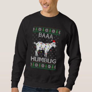 Baaa Humbug Goat Santa Hat Christmas Lights Ugly S Sweatshirt
