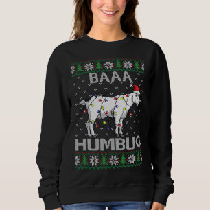 Baaa Humbug Goat Santa Hat Christmas Lights Ugly S Sweatshirt
