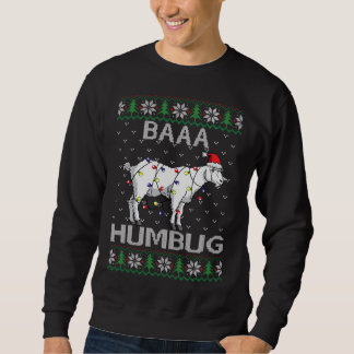 Baaa Humbug Goat Santa Hat Christmas Lights Ugly S Sweatshirt
