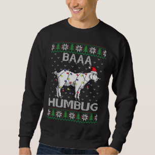 Baaa Humbug Goat Santa Hat Christmas Lights Ugly S Sweatshirt