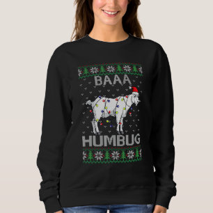 Baaa Humbug Goat Santa Hat Christmas Lights Ugly S Sweatshirt
