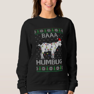 Baaa Humbug Goat Santa Hat Christmas Lights Ugly S Sweatshirt