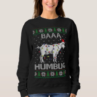 Baaa Humbug Goat Santa Hat Christmas Lights Ugly S