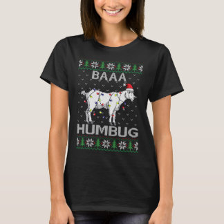 Baaa Humbug Goat Santa Hat Christmas Lights Ugly S T-Shirt