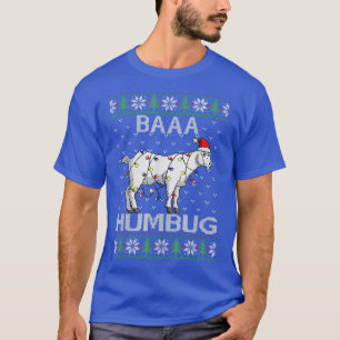 Baaa Humbug Goat Santa Hat Christmas Lights Ugly S T-Shirt