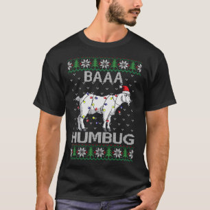 Baaa Humbug Goat Santa Hat Christmas Lights Ugly S T-Shirt