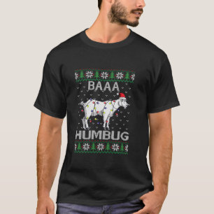 Baaa Humbug Goat Santa Hat Christmas Lights Ugly S T-Shirt