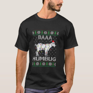 Baaa Humbug Goat Santa Hat Christmas Lights Ugly S T-Shirt