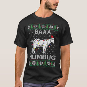 Baaa Humbug Goat Santa Hat Christmas Lights Ugly S T-Shirt