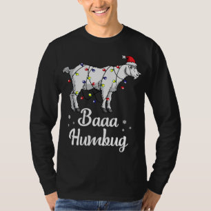 Baaa Humbug Goat Santa Hat & Lights Goat Lover Chr T-Shirt