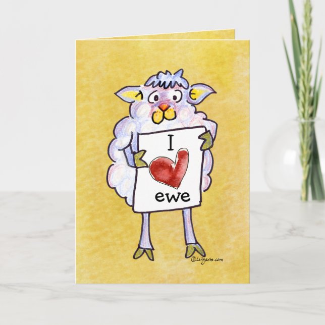 Baaaah Mine Valentines Day Cartoon Sheep Holiday Card (Front)