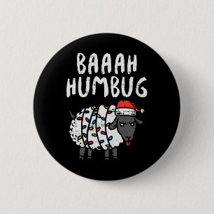 Baaah Humbug Sheep Xmas Lights Fun Anti Christmas  6 Cm Round Badge