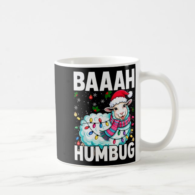 Baaah Humbug Sheep Xmas Lights Funny Anti Christma Coffee Mug (Right)
