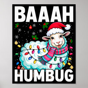 Baaah Humbug Sheep Xmas Lights Funny Anti Christma Poster