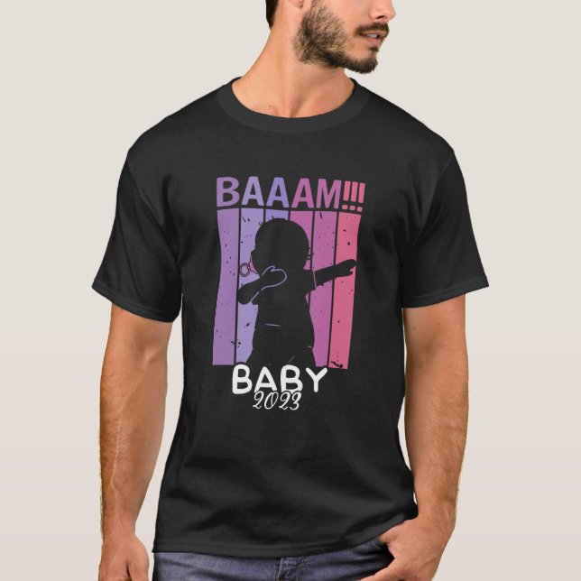 Baam Girl Baby 2023 Dab Pregnancy Expectant Mother T-Shirt (Front)