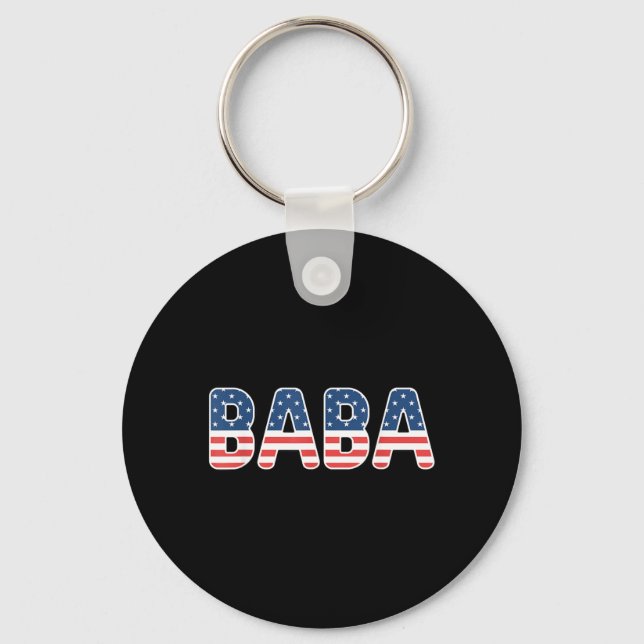 Baba American Flag Patriotic USA 4th of July Key Ring (Front)
