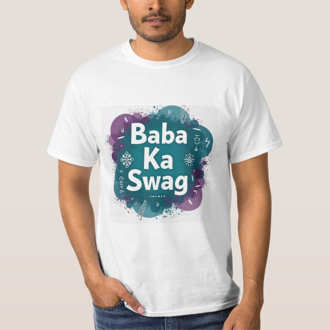 Baba Ka Swag | Bold Desi Abstract Hindi Graphic  T-Shirt (Front)