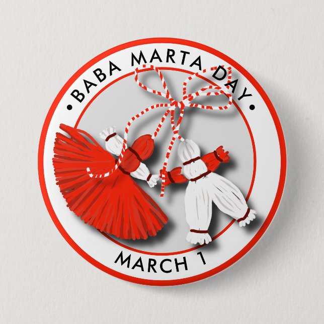 Baba Marta Day Martenitsa 7.5 Cm Round Badge (Front)