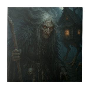 Baba Yaga's Enchanted Forest Ceramic Tile