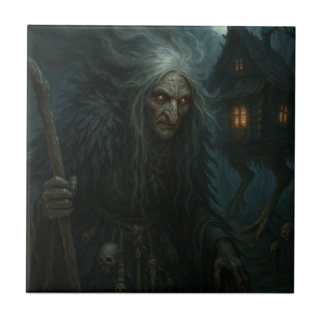 Baba Yaga's Enchanted Forest Ceramic Tile (Front)