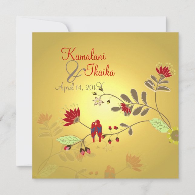 Babados Parrots on Ali'i Branch Invitation (Front)