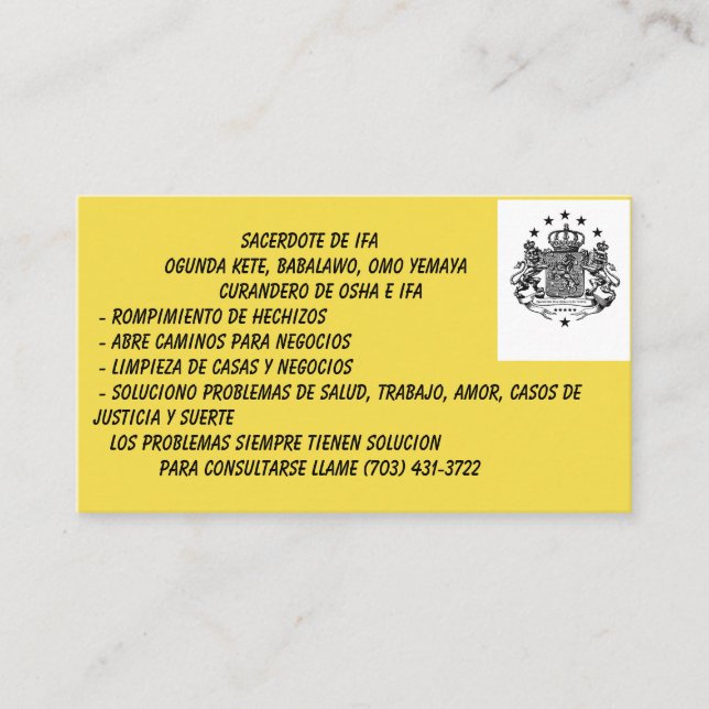 Babalawo Business Cards (Front)