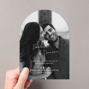 Babbette Minimalist Photo Modern Wedding Acrylic Invitations